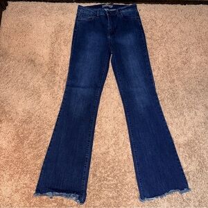 Just USA Dark Blue Flare Jeans with Raw Hem Size 29 Western Boho